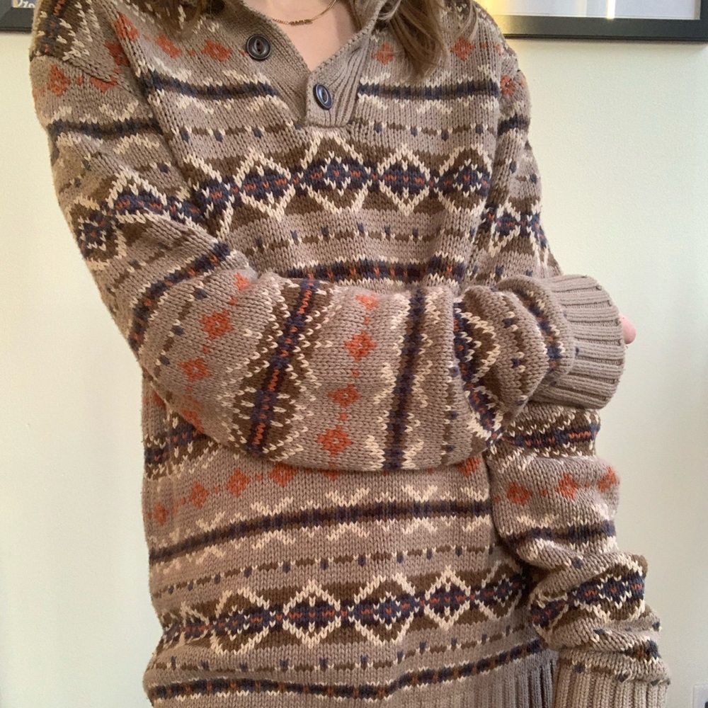 Oversized men’s quarter button sweater